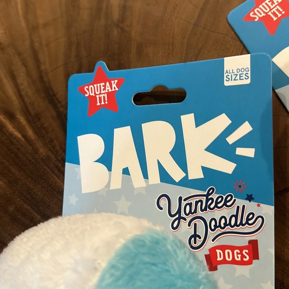 2 Bark Box Liberty Cone dog toys